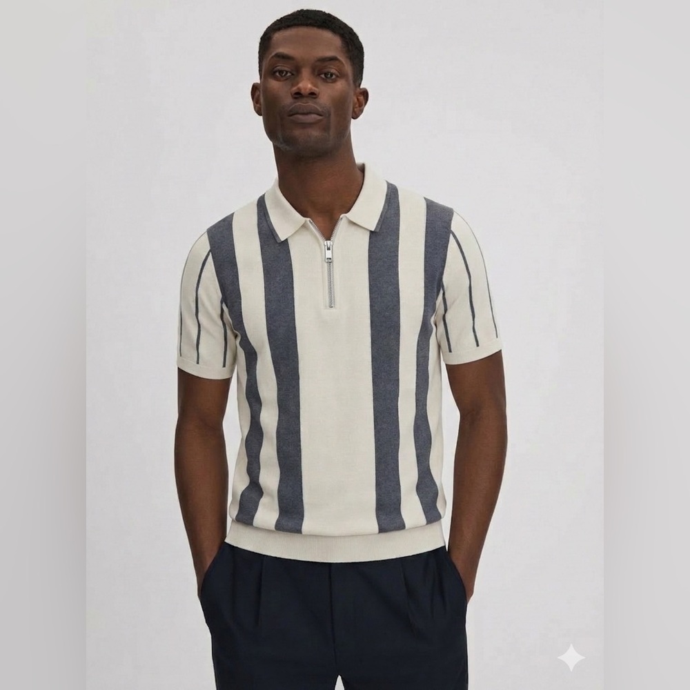 REISS Leo Half-Zip Polo Shirt NWOT
